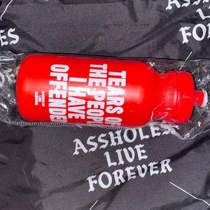 NEW Red plastic sports bottle “Tears of the people I have offended”